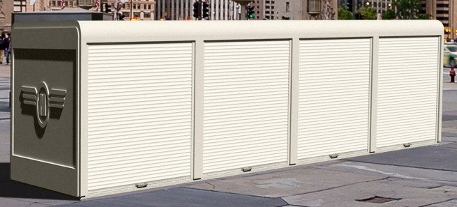 Flere BikerBox-enheter på rad – perfekt for borettslag